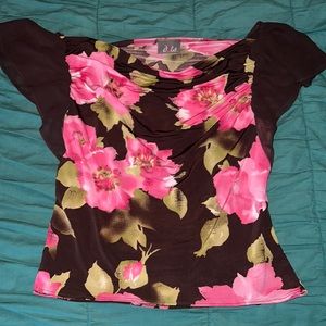 Vintage DOTS Floral Blouse Size Small